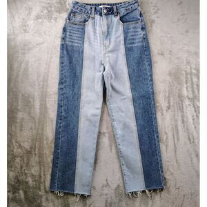 Pacsun Duo Two Tone High Rise Jeans 90s Boyfriend 27 X‎ 26 Women's Raw Hem